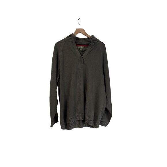Eddie Bauer Mens Quarter Zip Long Sleeve Green Sweater 100% Cotton XXL - Picture 1 of 5